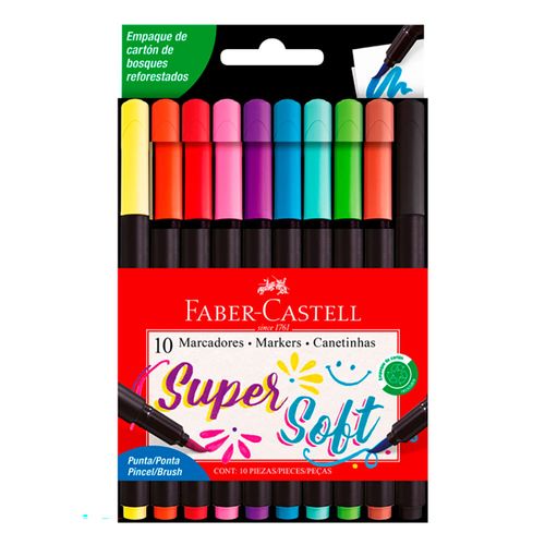 Marcadores FABER CASTELL Supersoft 10 un. Punta Pincel