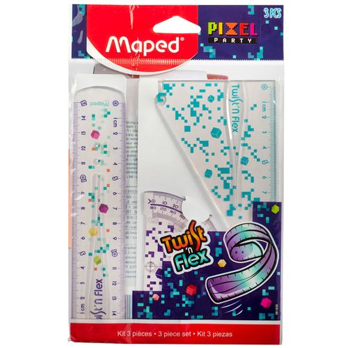 Juego de geometría MAPED pixel party 3 piezas Flexi
