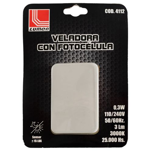 Veladora de pared led 0 3w 3000k con fotocelula recta