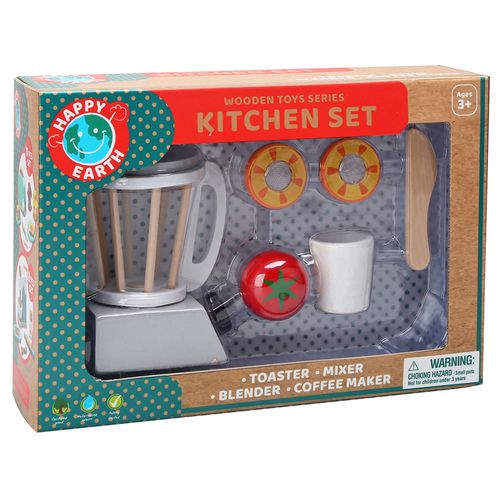 Set de licuadora y accesorios de madera