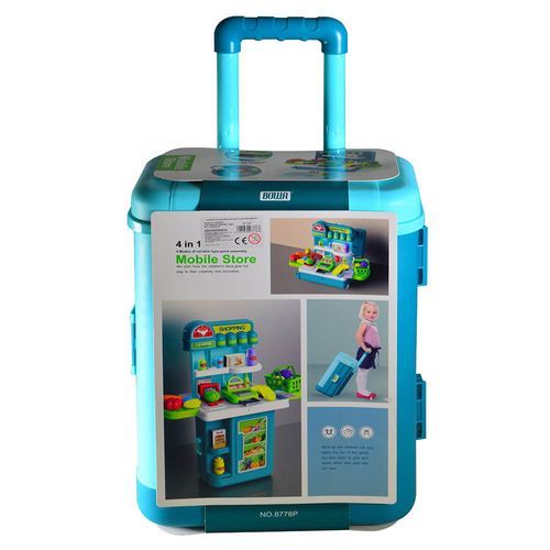 Cocina de pie azul valija con accesorios