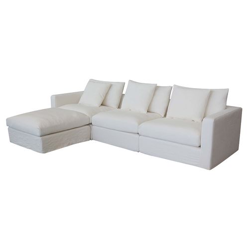 Sofá Esquinero Blanco con Cheslon
