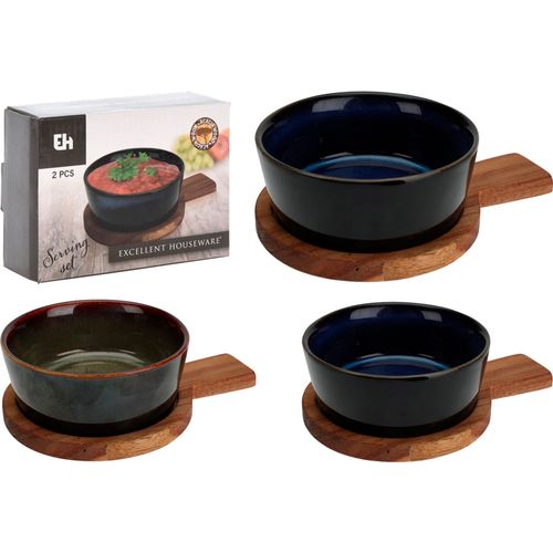 Bowl Cerámica con Base Madera 9x3.3 cm
