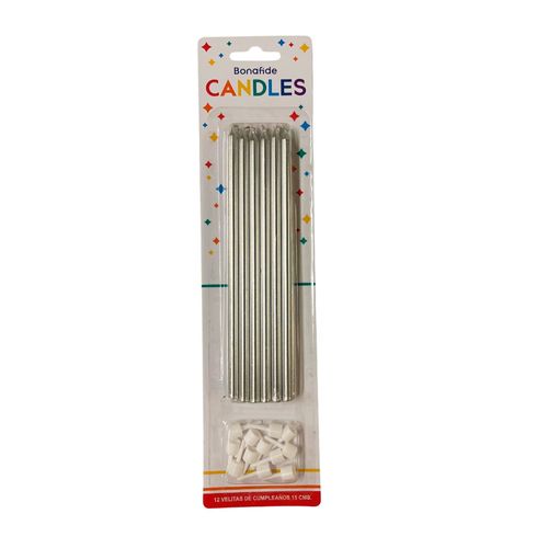 Set velas de plata x 12 un. con soporte