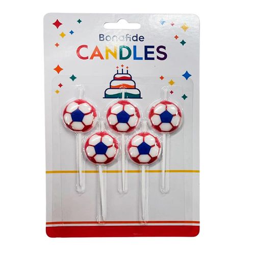 Set de velas fútbol x 5 un. rojo/azul/blanco