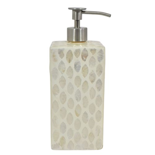 Dispensador de Jabón Rectangular Real Nácar Blanco