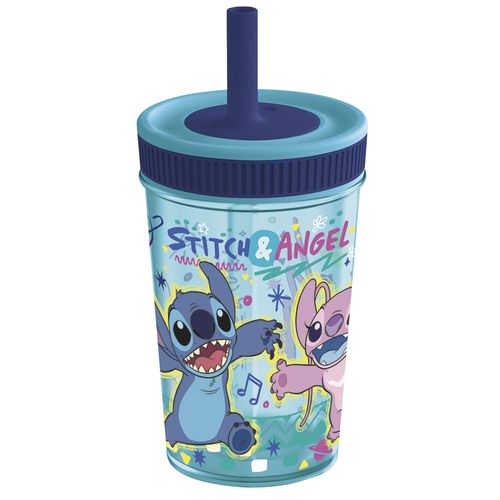 Bazar Plástico Vaso Leak Proof 420 ml Stitch 74886
