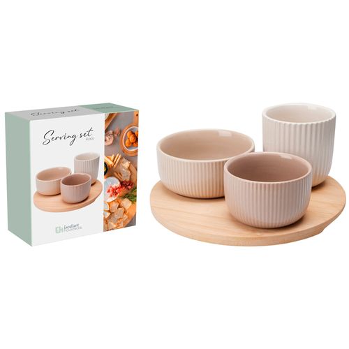 Set Servicio 3 Piezas Cerámica y Bandeja Redonda