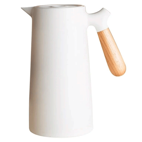 Jarra Térmica 1 L Plástico Mango de Madera Blanco