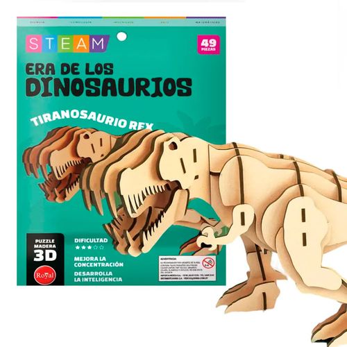 Puzzle Madera 3D Dino 50 piezas ROYAL