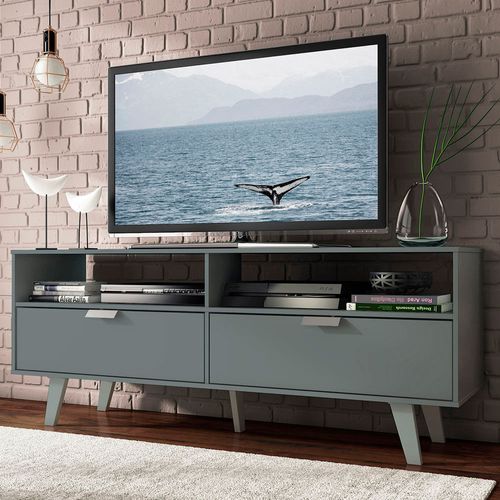 Rack para Smart TV 55" Oslo 2 Puertas Gris 136x54x39 cm