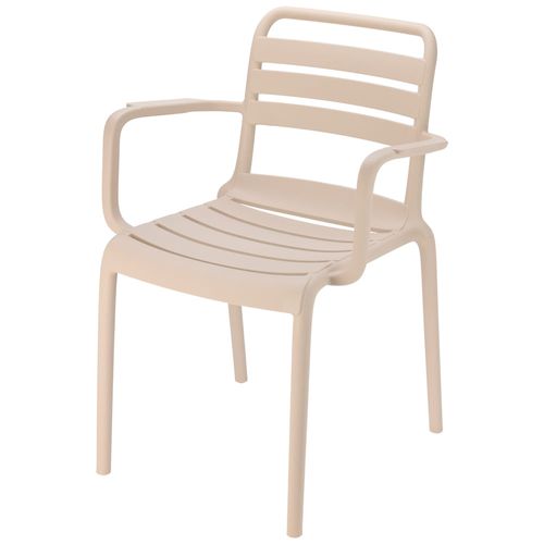 Silla de Jardín Apilable Beige en pp 59x57x84 cm