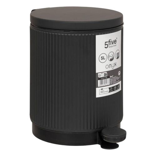 Papelera 5 L Onyx Negra Acero y PP 27x20x28 cm