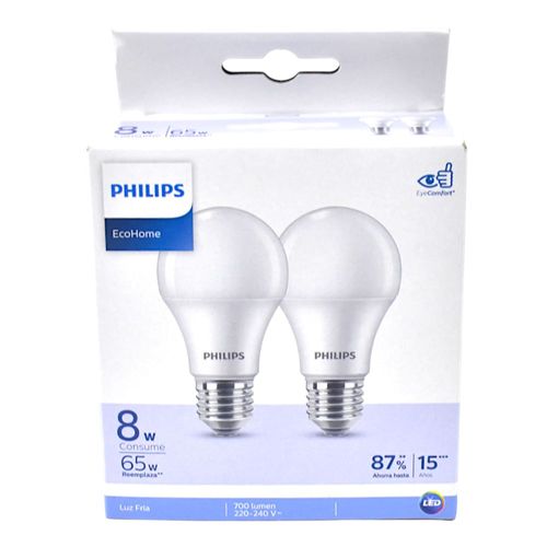 Lámpara PHILIPS Led Ecohome Fría x 2 8 W