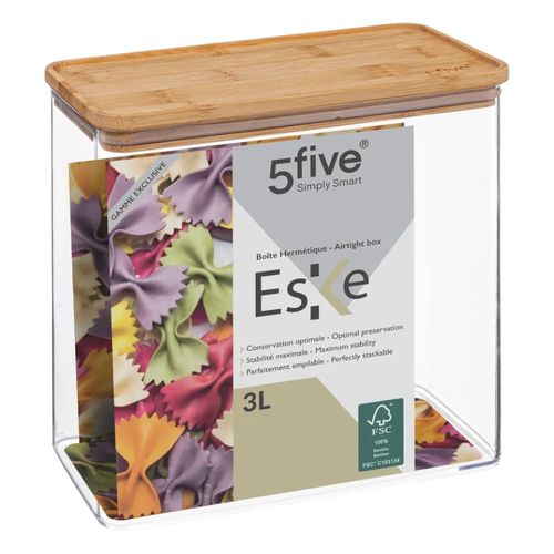 Contenedor para Alimentos Rectangulares 3 L Acrílico con Tapa Bambú