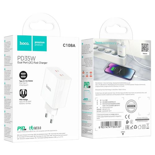 Cargador HOCO CA108A 2 Usb-c Pd 35W