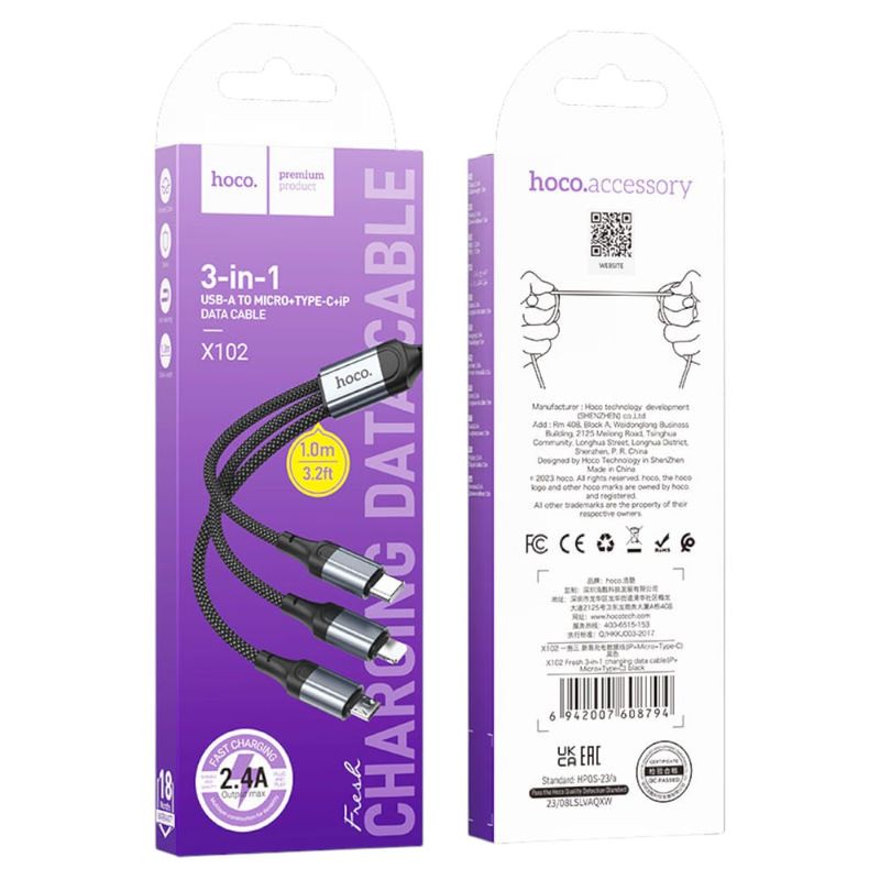 Cable-HOCO-X102-3-en-1-1M-Negro-0