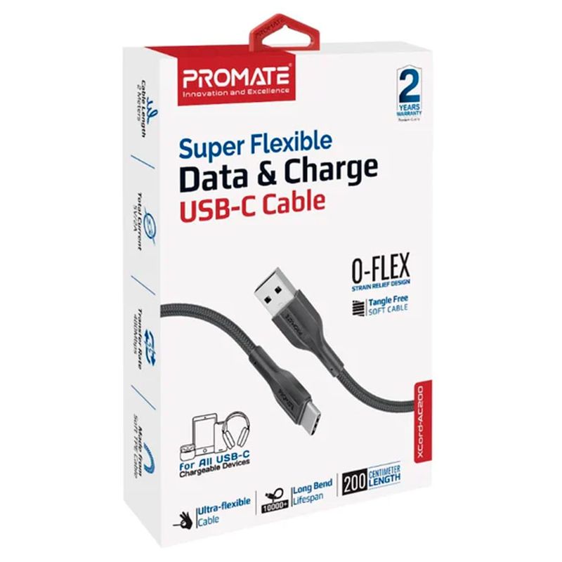 Cable-PROMATE-Xcord-CC200-Usb-usb-c-2-m-Negro-0