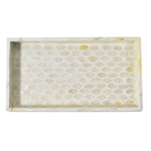 Bandeja Accesorios Rectangular Real Nácar Blanco