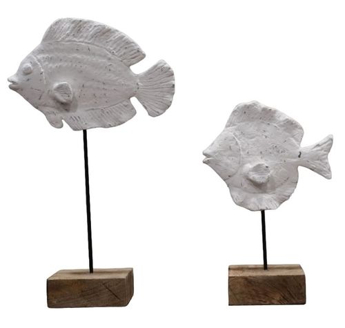 Pez en madera con soporte Blanco 20x9x34 cm FA-2733 a