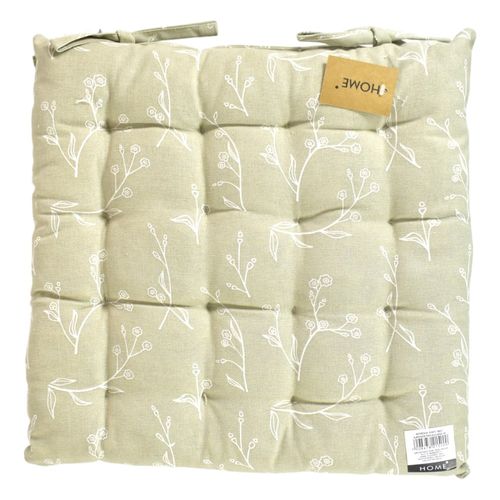 Almohadón para Silla 40 x 40 cm Beige con Flores