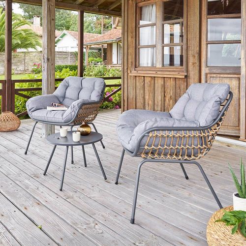 Set de jardín en acero 3 piezas grafito / gris