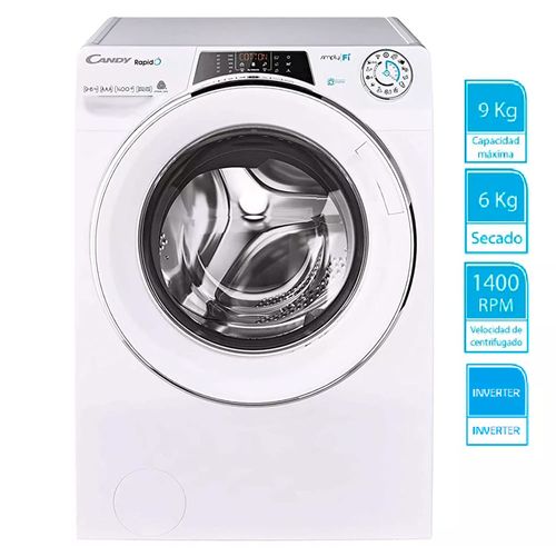 Lavasecarropas CANDY Inverter 9Kg/6Kg ROW41066DWHCR 1400 rpm