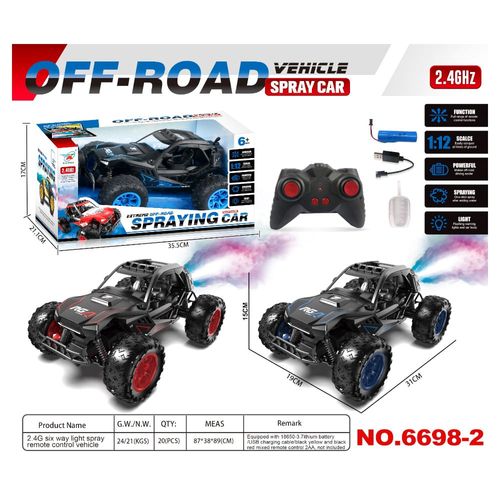 Auto 4x4 30 cm RC con Cargador Baterias Lanza Humo
