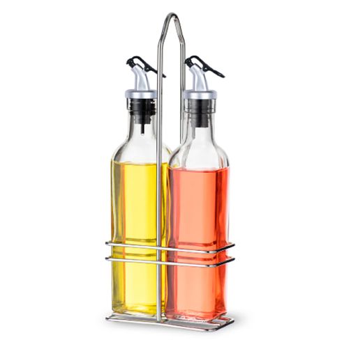 Set Aceitero y Vinagrero vidrio 250 ml con Soporte