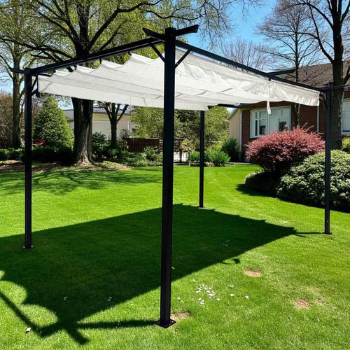 Pérgola con Techo Retráctil 3x4 m Natural
