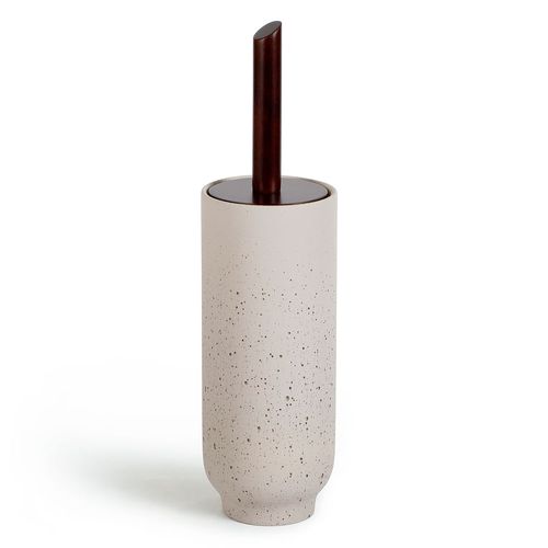 Escobilla para Baño en Cemento Gris Claro con Madera