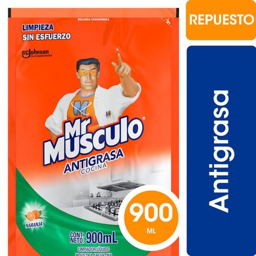 Limpiador de Cocina Mr. Músculo Líquido Antigrasa Repuesto 900 ml