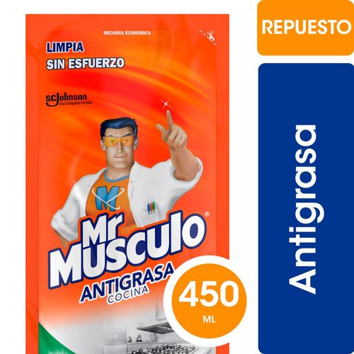 Limpiador de Cocina Mr. MÚSCULO Líquido Antigrasa Repuesto 450 ml