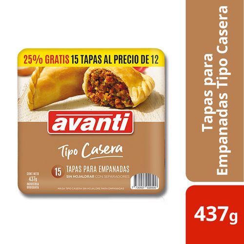 Tapa empanadas AVANTI caseras x 15 un. 437 g