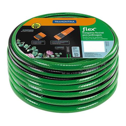Manguera para Jardín 15 m con Acoples Verde y Negra TRAMONTINA