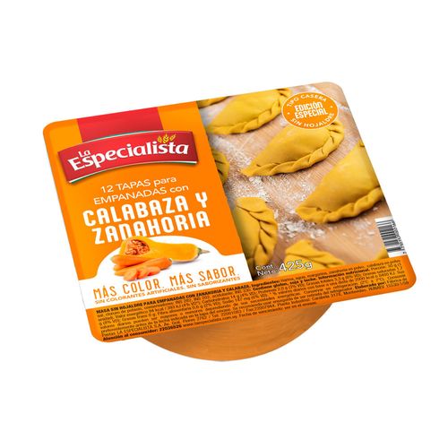 Tapas para Empanadas LA ESPECIALISTA Calabaza y Zanahoria x 12 425 g