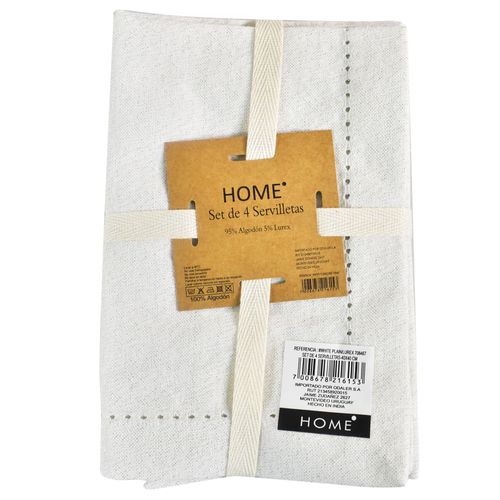 Set x 4 servilletas 40 x 40 cm Blanco con lurex